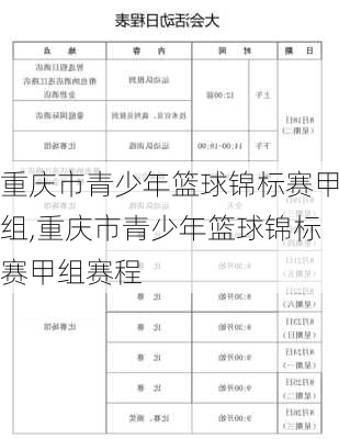 重庆市青少年篮球锦标赛甲组,重庆市青少年篮球锦标赛甲组赛程