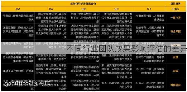 不同行业团队成果影响评估的差异