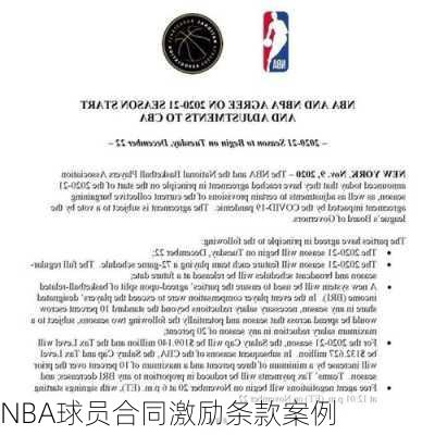 NBA球员合同激励条款案例