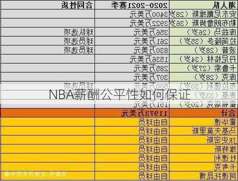 NBA薪酬公平性如何保证