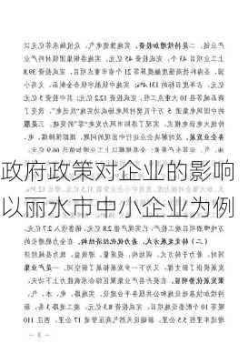 政府政策对企业的影响以丽水市中小企业为例
