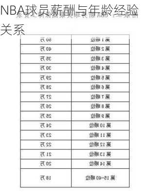 NBA球员薪酬与年龄经验关系