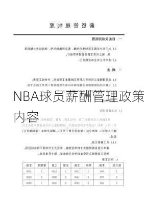 NBA球员薪酬管理政策内容