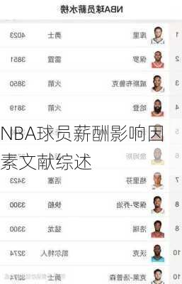 NBA球员薪酬影响因素文献综述