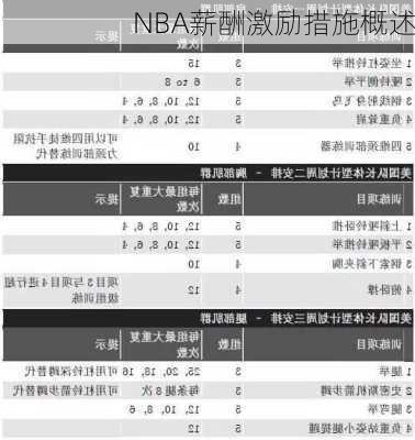 NBA薪酬激励措施概述