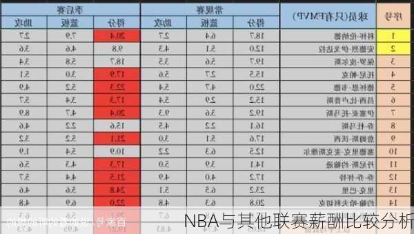 NBA与其他联赛薪酬比较分析