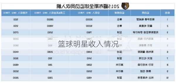 篮球明星收入情况