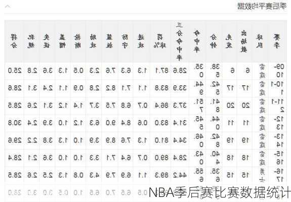 NBA季后赛比赛数据统计