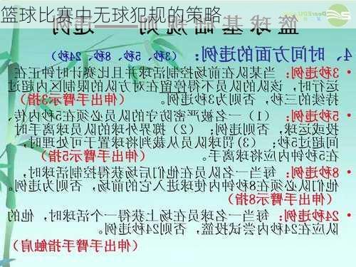 篮球比赛中无球犯规的策略