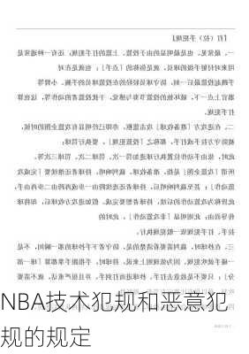 NBA技术犯规和恶意犯规的规定