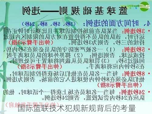 国际篮联技术犯规新规背后的考量