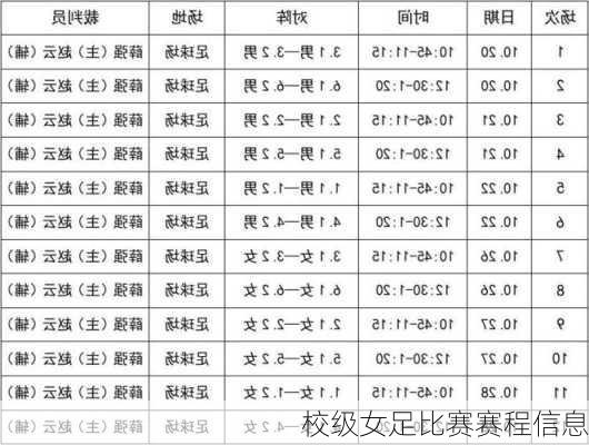 校级女足比赛赛程信息