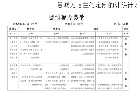 曼城为哈兰德定制的训练计划