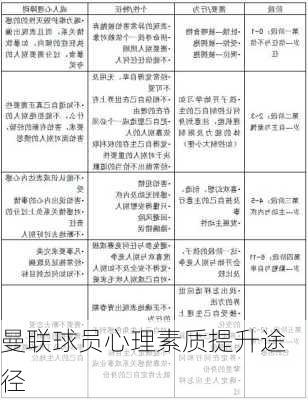 曼联球员心理素质提升途径