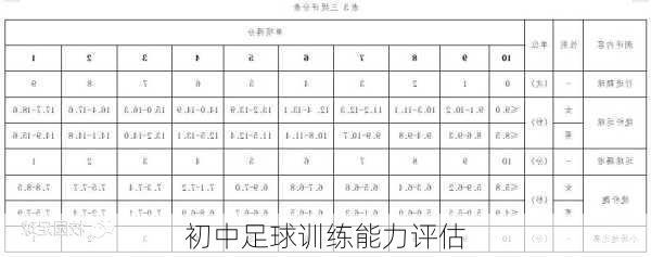 初中足球训练能力评估