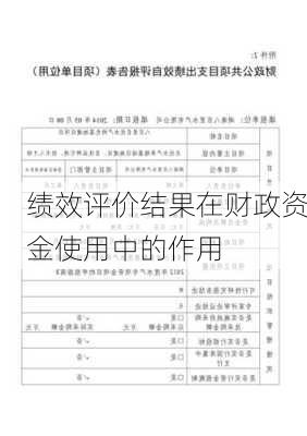 绩效评价结果在财政资金使用中的作用