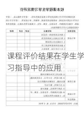 课程评价结果在学生学习指导中的应用