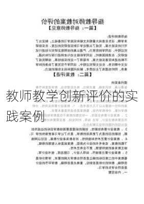 教师教学创新评价的实践案例