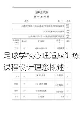 足球学校心理适应训练课程设计理念概述