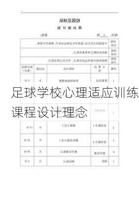 足球学校心理适应训练课程设计理念