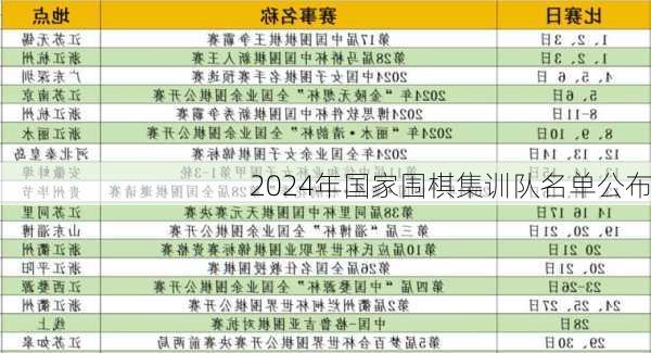 2024年国家围棋集训队名单公布