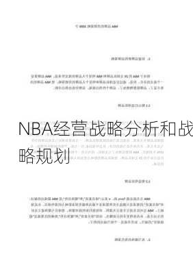 NBA经营战略分析和战略规划