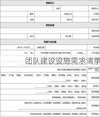 团队建设设施需求清单