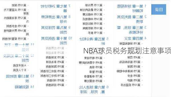 NBA球员税务规划注意事项