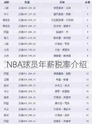 NBA球员年薪税率介绍