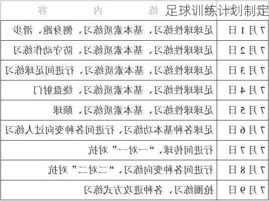 足球训练计划制定