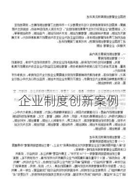 企业制度创新案例