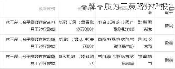 品牌品质为王策略分析报告