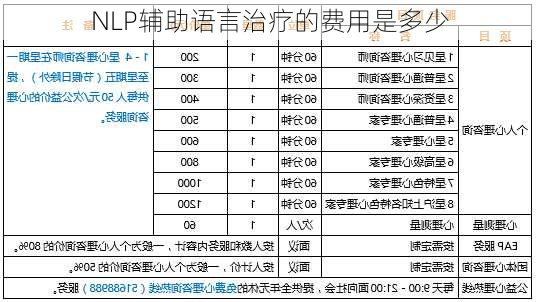 NLP辅助语言治疗的费用是多少