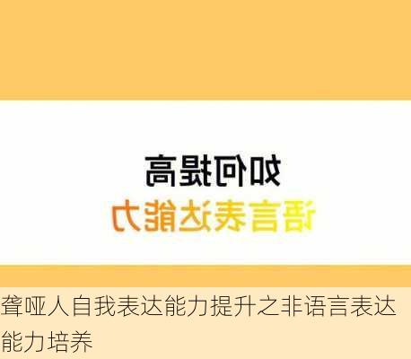 聋哑人自我表达能力提升之非语言表达能力培养