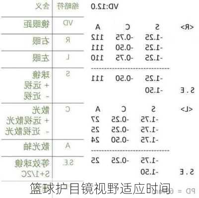 篮球护目镜视野适应时间