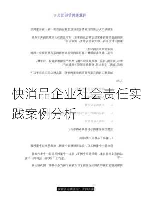 快消品企业社会责任实践案例分析