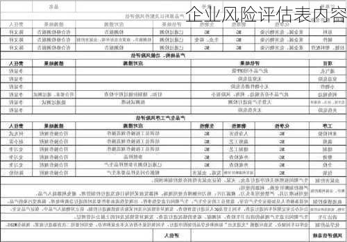 企业风险评估表内容