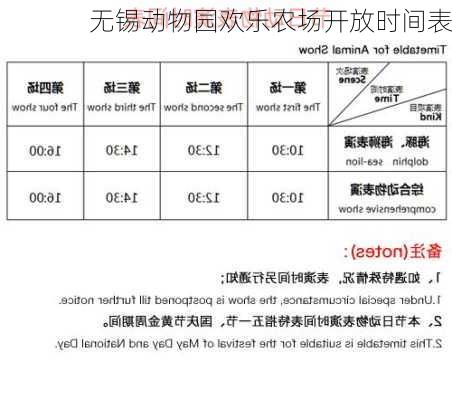 无锡动物园欢乐农场开放时间表