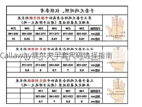 Callaway高尔夫手套尺码选择指南