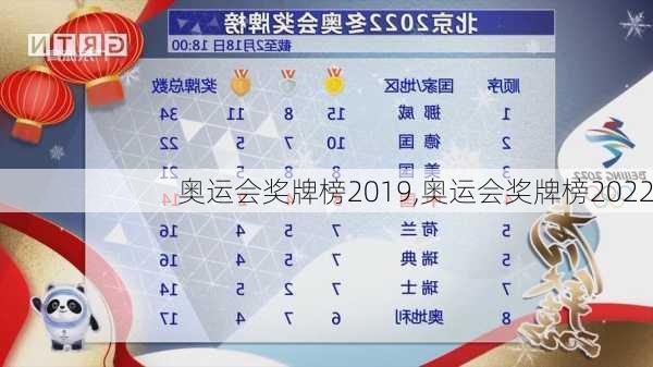 奥运会奖牌榜2019,奥运会奖牌榜2022