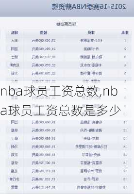 nba球员工资总数,nba球员工资总数是多少