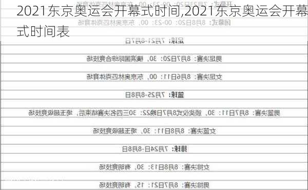 2021东京奥运会开幕式时间,2021东京奥运会开幕式时间表