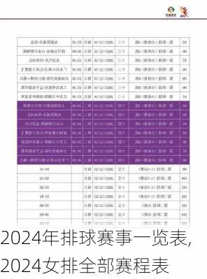 2024年排球赛事一览表,2024女排全部赛程表