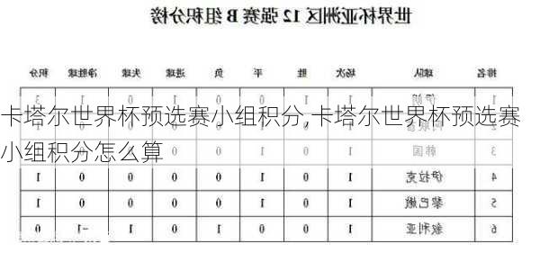 卡塔尔世界杯预选赛小组积分,卡塔尔世界杯预选赛小组积分怎么算