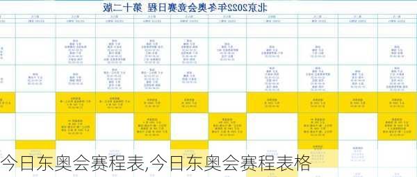 今日东奥会赛程表,今日东奥会赛程表格