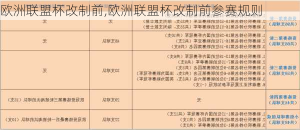 欧洲联盟杯改制前,欧洲联盟杯改制前参赛规则