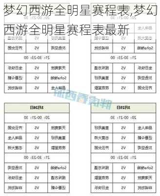 梦幻西游全明星赛程表,梦幻西游全明星赛程表最新