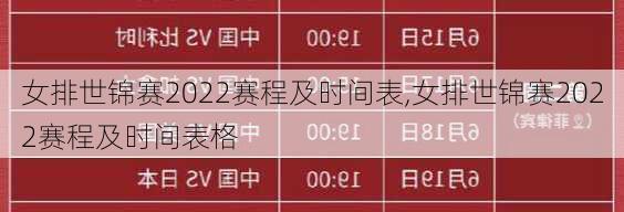 女排世锦赛2022赛程及时间表,女排世锦赛2022赛程及时间表格