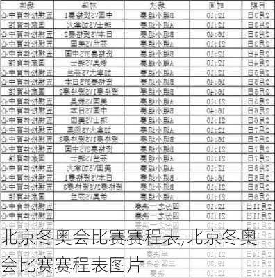 北京冬奥会比赛赛程表,北京冬奥会比赛赛程表图片