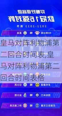 皇马对阵利物浦第二回合时间表,皇马对阵利物浦第二回合时间表格